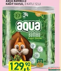 AQUA BAMBU KAĞIT HAVLU 3 KATLI 12'Lİ fiyat ve kampanya bilgisi